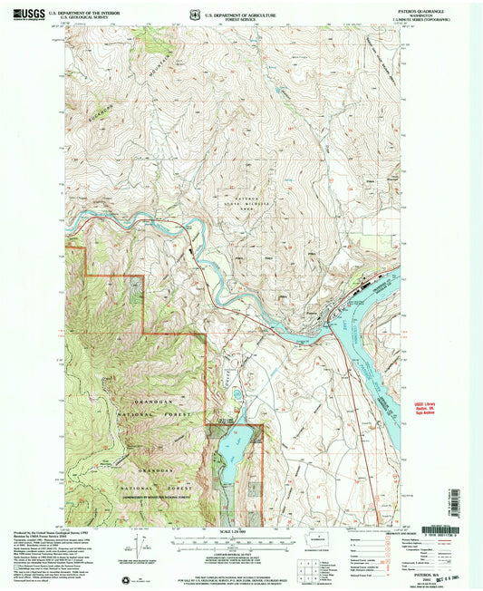 Classic USGS Pateros Washington 7.5'x7.5' Topo Map Image