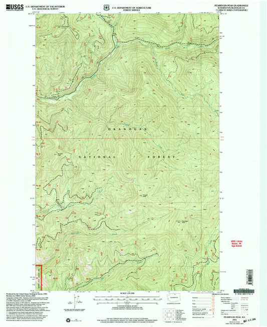 Classic USGS Pearrygin Peak Washington 7.5'x7.5' Topo Map Image