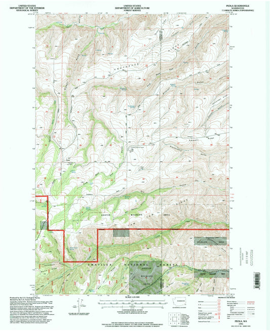 Classic USGS Peola Washington 7.5'x7.5' Topo Map Image