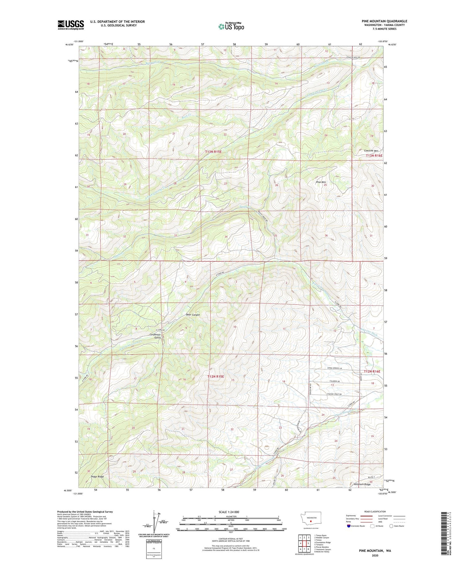 Pine Mountain Washington US Topo Map Image