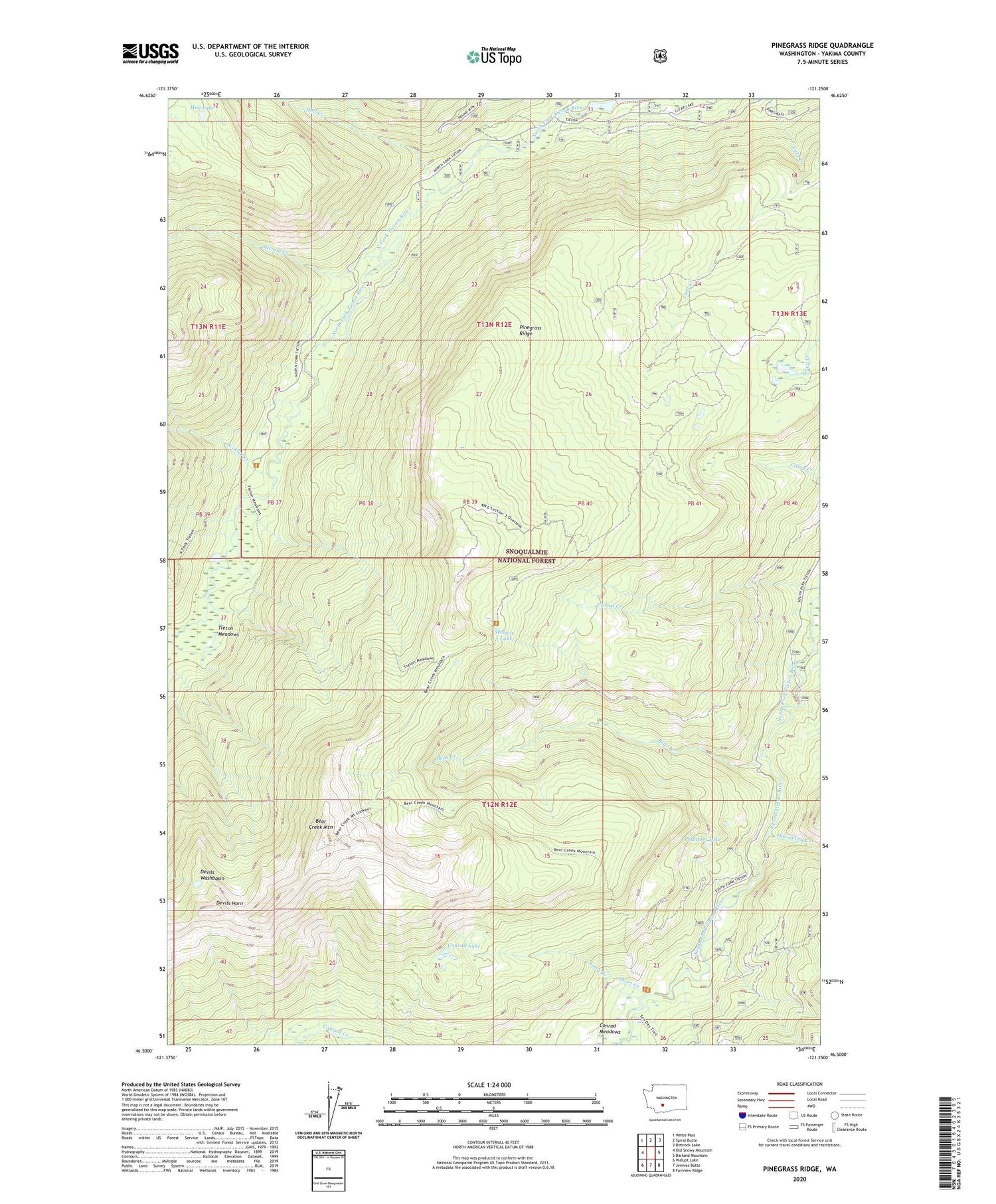 Pinegrass Ridge Washington US Topo Map Image