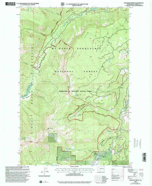 Classic USGS Pinegrass Ridge Washington 7.5'x7.5' Topo Map Image