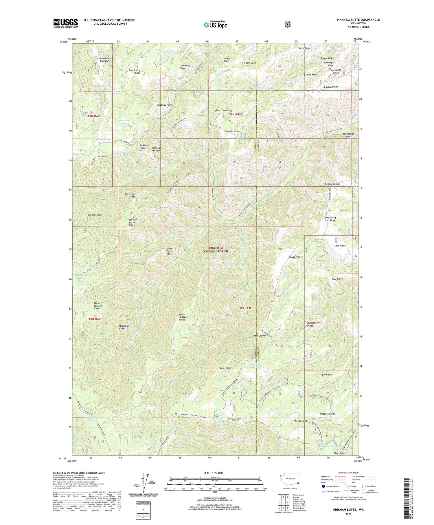 Pinkham Butte Washington US Topo Map Image