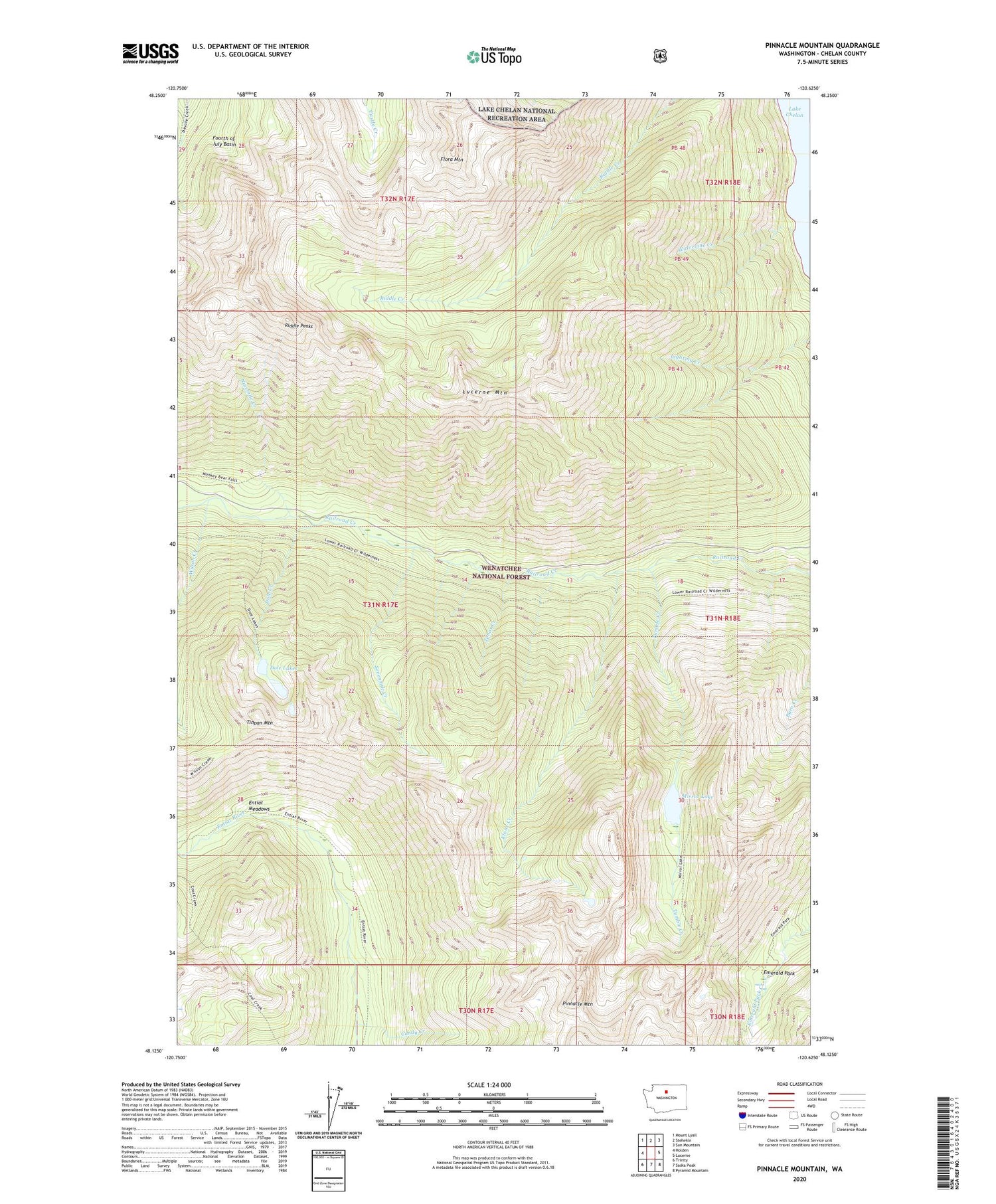 Pinnacle Mountain Washington US Topo Map Image