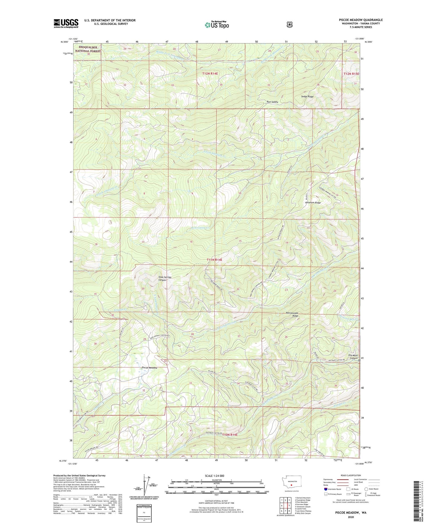 Piscoe Meadow Washington US Topo Map Image