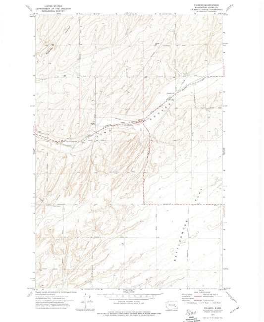 Classic USGS Pizarro Washington 7.5'x7.5' Topo Map Image