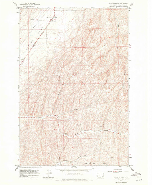 Classic USGS Pleasant View Washington 7.5'x7.5' Topo Map Image