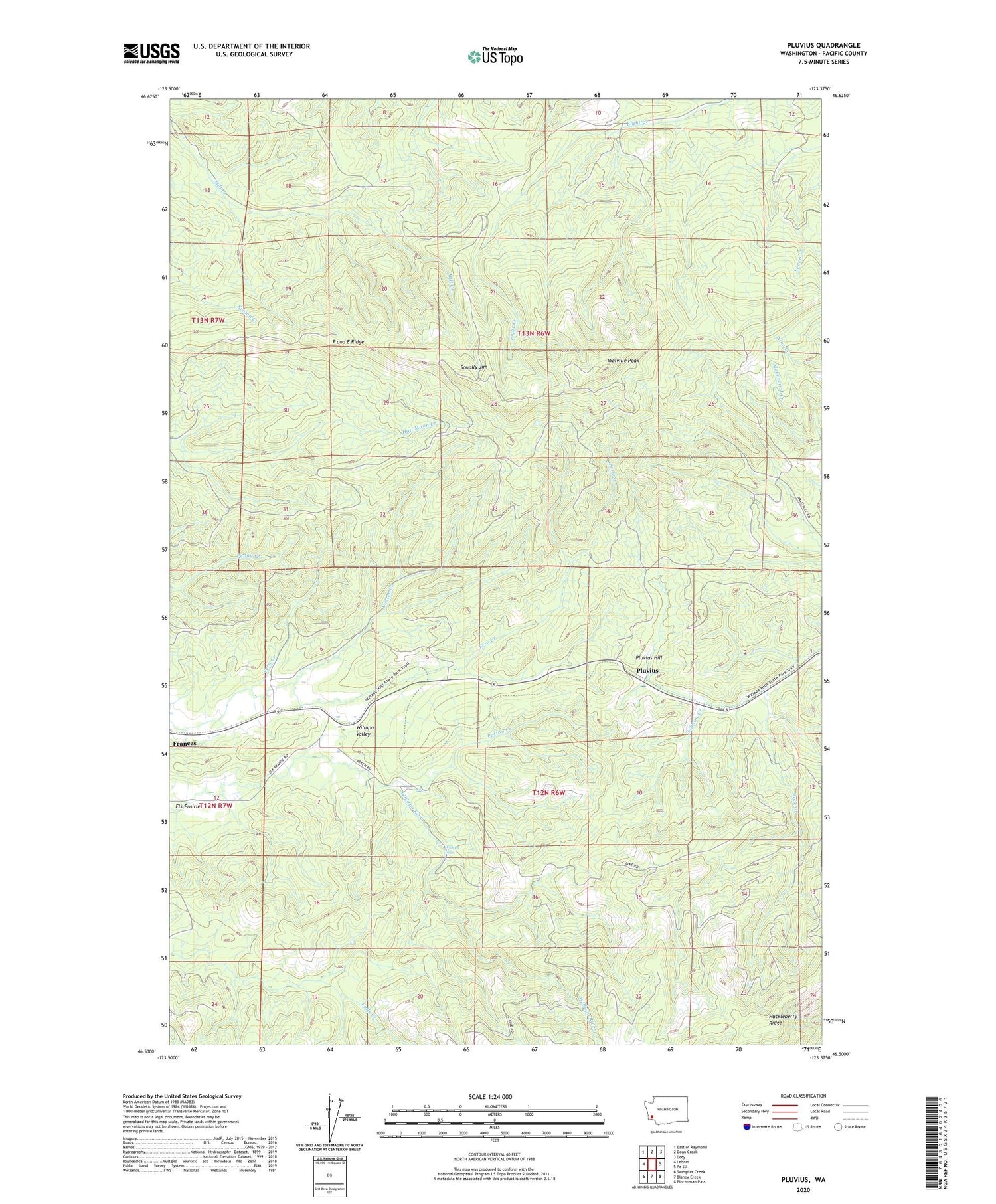 Pluvius Washington US Topo Map Image