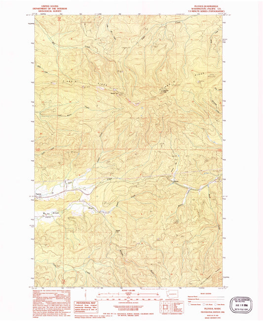 Classic USGS Pluvius Washington 7.5'x7.5' Topo Map Image