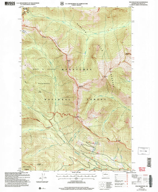 Classic USGS Poe Mountain Washington 7.5'x7.5' Topo Map Image