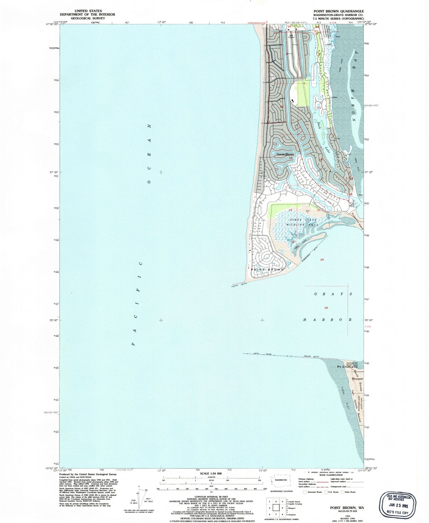 Classic USGS Point Brown Washington 7.5'x7.5' Topo Map Image
