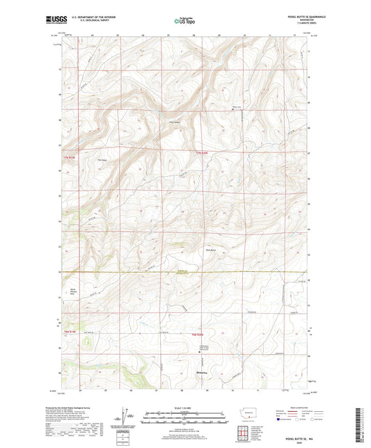 Poisel Butte SE Washington US Topo Map Image