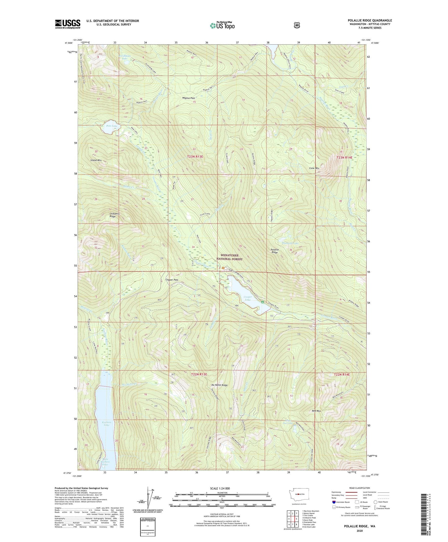 Polallie Ridge Washington US Topo Map Image
