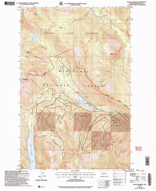 Classic USGS Polallie Ridge Washington 7.5'x7.5' Topo Map Image