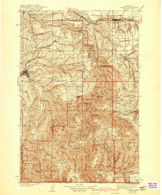 Historic 1942 Pomeroy Washington 30'x30' Topo Map Image