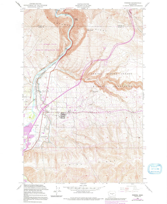 Classic USGS Pomona Washington 7.5'x7.5' Topo Map Image