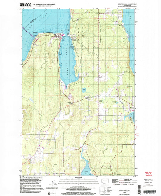 Classic USGS Port Gamble Washington 7.5'x7.5' Topo Map Image