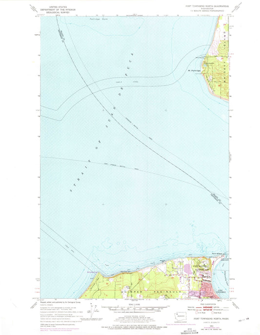Classic USGS Port Townsend North Washington 7.5'x7.5' Topo Map Image