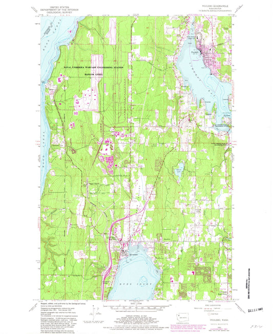 Classic USGS Poulsbo Washington 7.5'x7.5' Topo Map Image