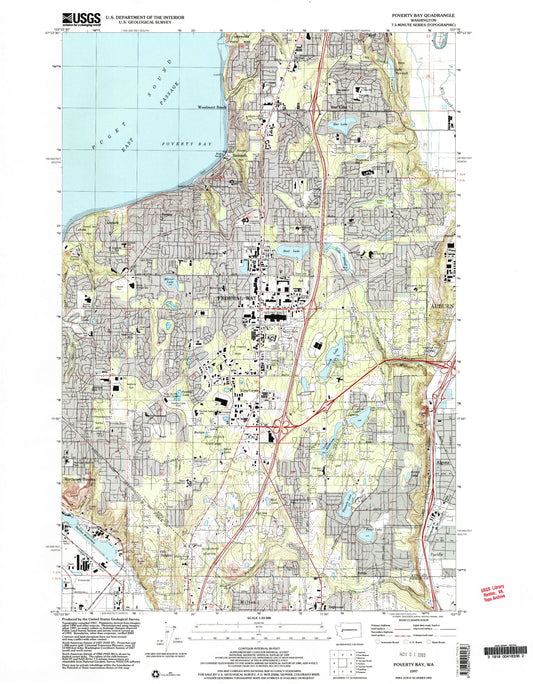 Classic USGS Poverty Bay Washington 7.5'x7.5' Topo Map Image