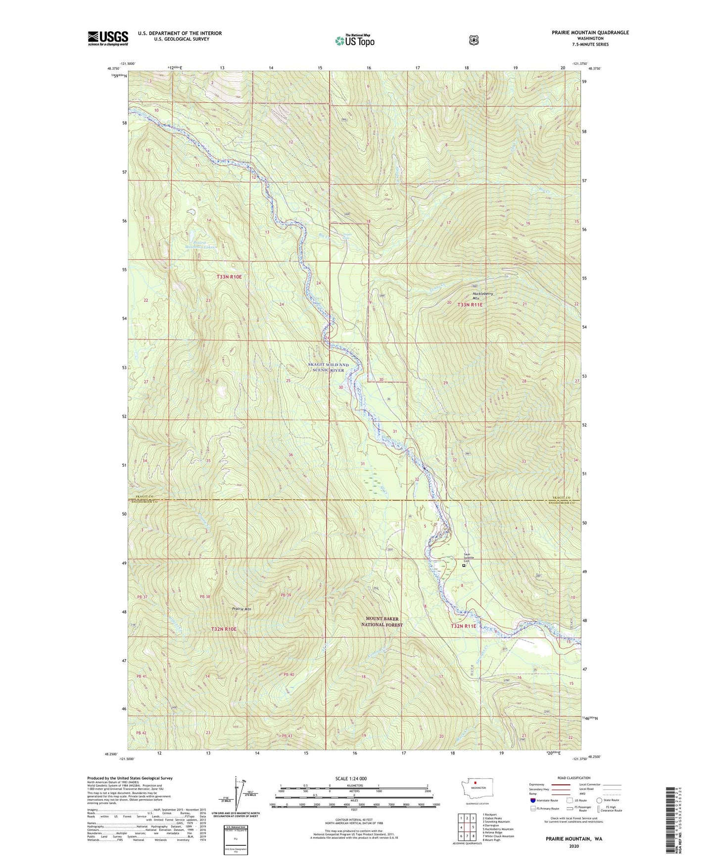 Prairie Mountain Washington US Topo Map Image