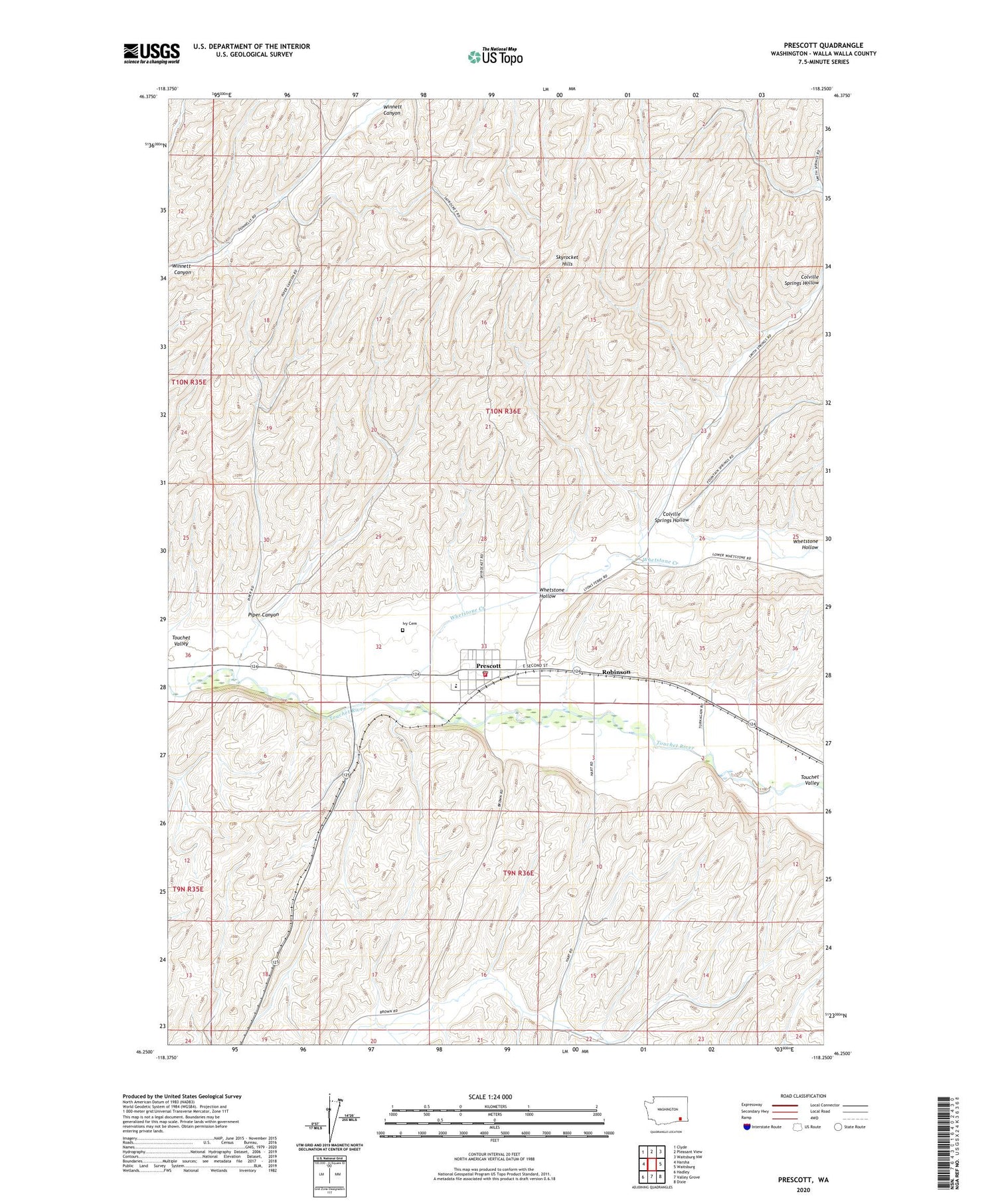 Prescott Washington US Topo Map Image