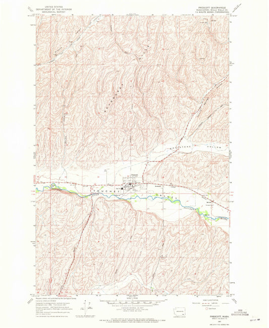 Classic USGS Prescott Washington 7.5'x7.5' Topo Map Image