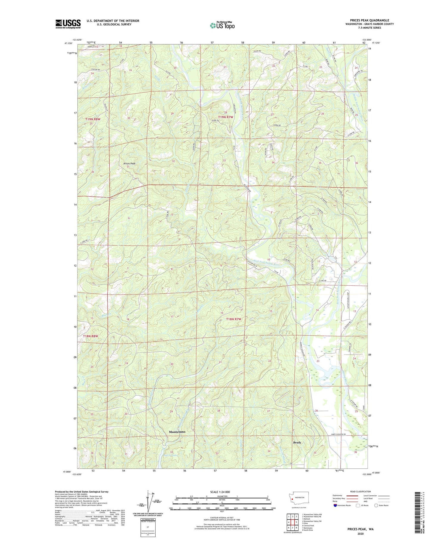 Prices Peak Washington US Topo Map Image