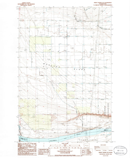 Classic USGS Priest Rapids NE Washington 7.5'x7.5' Topo Map Image