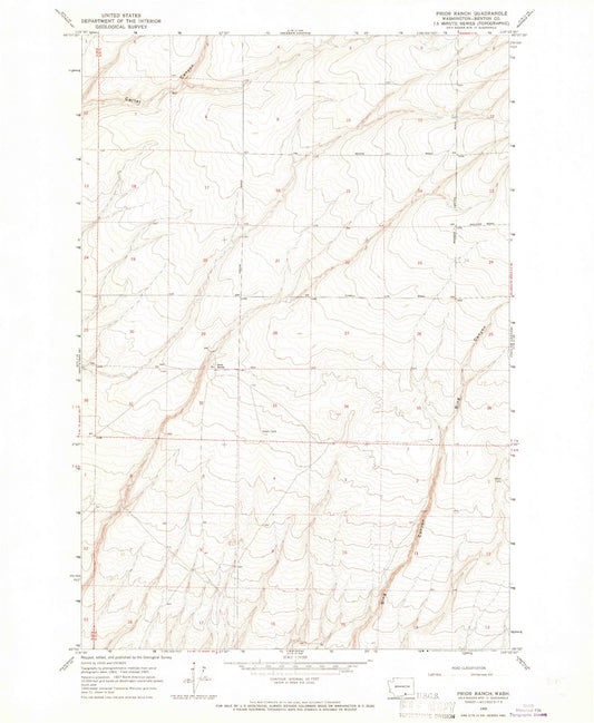 Classic USGS Prior Ranch Washington 7.5'x7.5' Topo Map Image