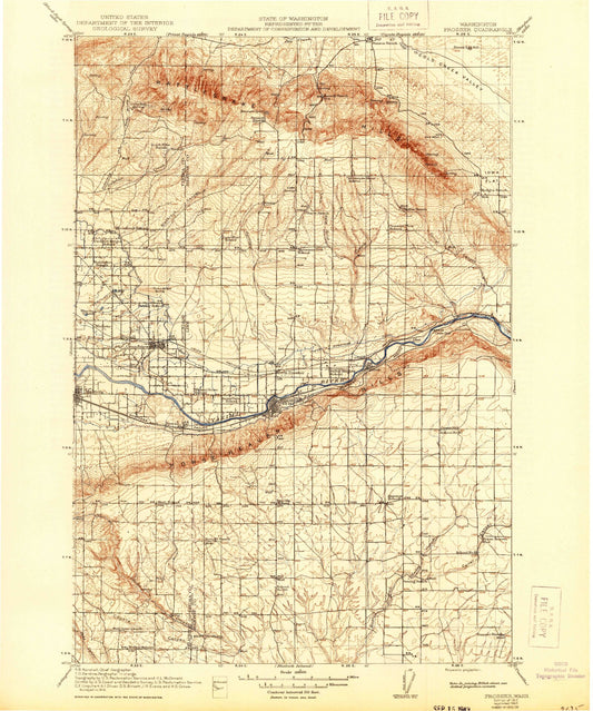 Historic 1917 Prosser Washington 30'x30' Topo Map Image