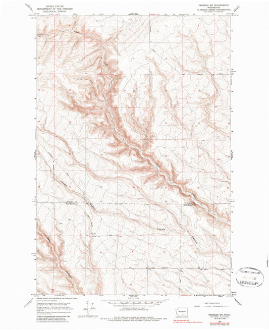 Classic USGS Prosser Washington 7.5'x7.5' Topo Map Image
