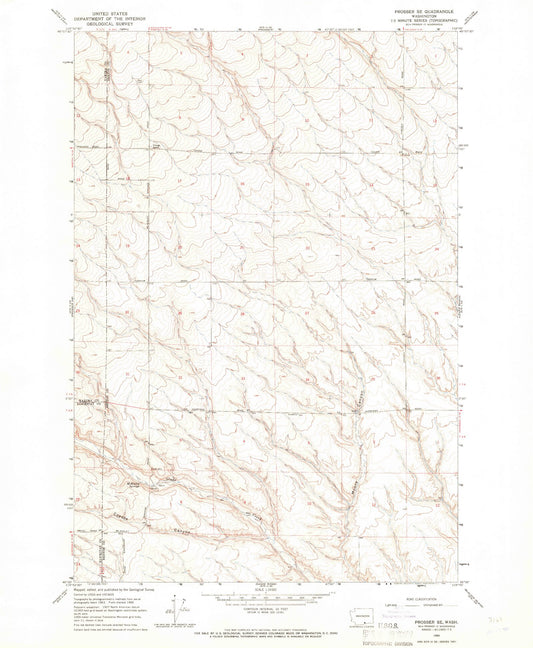 Classic USGS Prosser SE Washington 7.5'x7.5' Topo Map Image