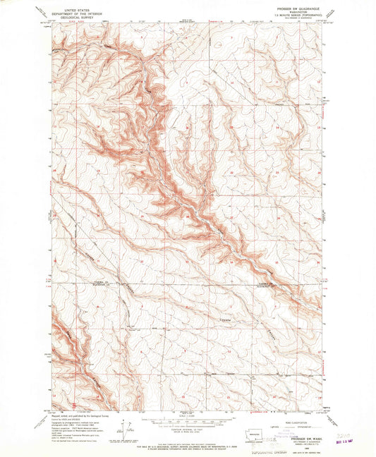 Classic USGS Prosser SW Washington 7.5'x7.5' Topo Map Image