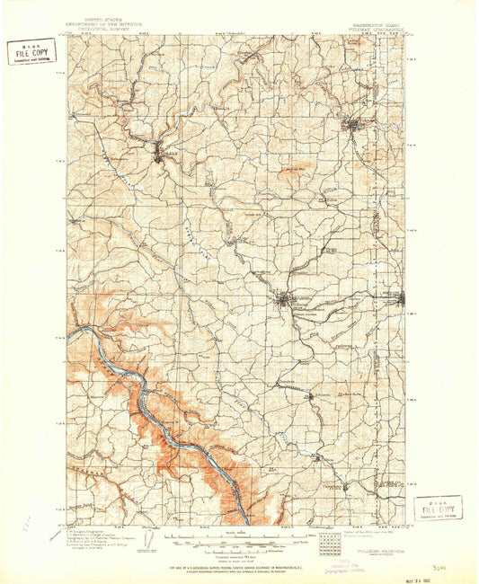 Historic 1910 Pullnam Washington 30'x30' Topo Map Image