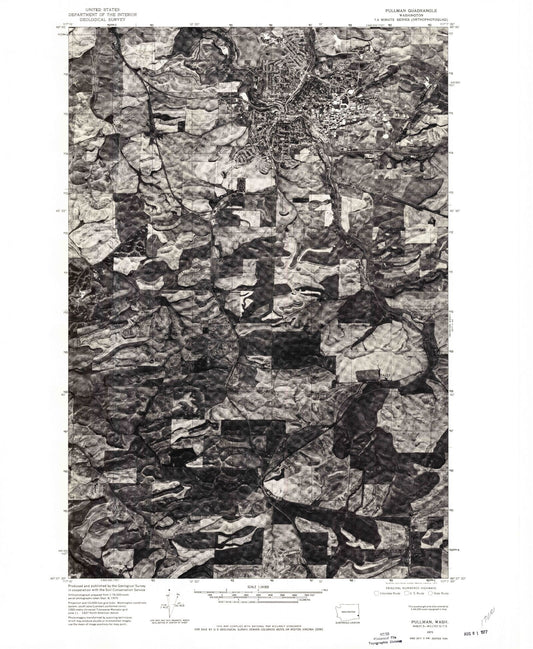 Classic USGS Pullman Washington 7.5'x7.5' Topo Map Image