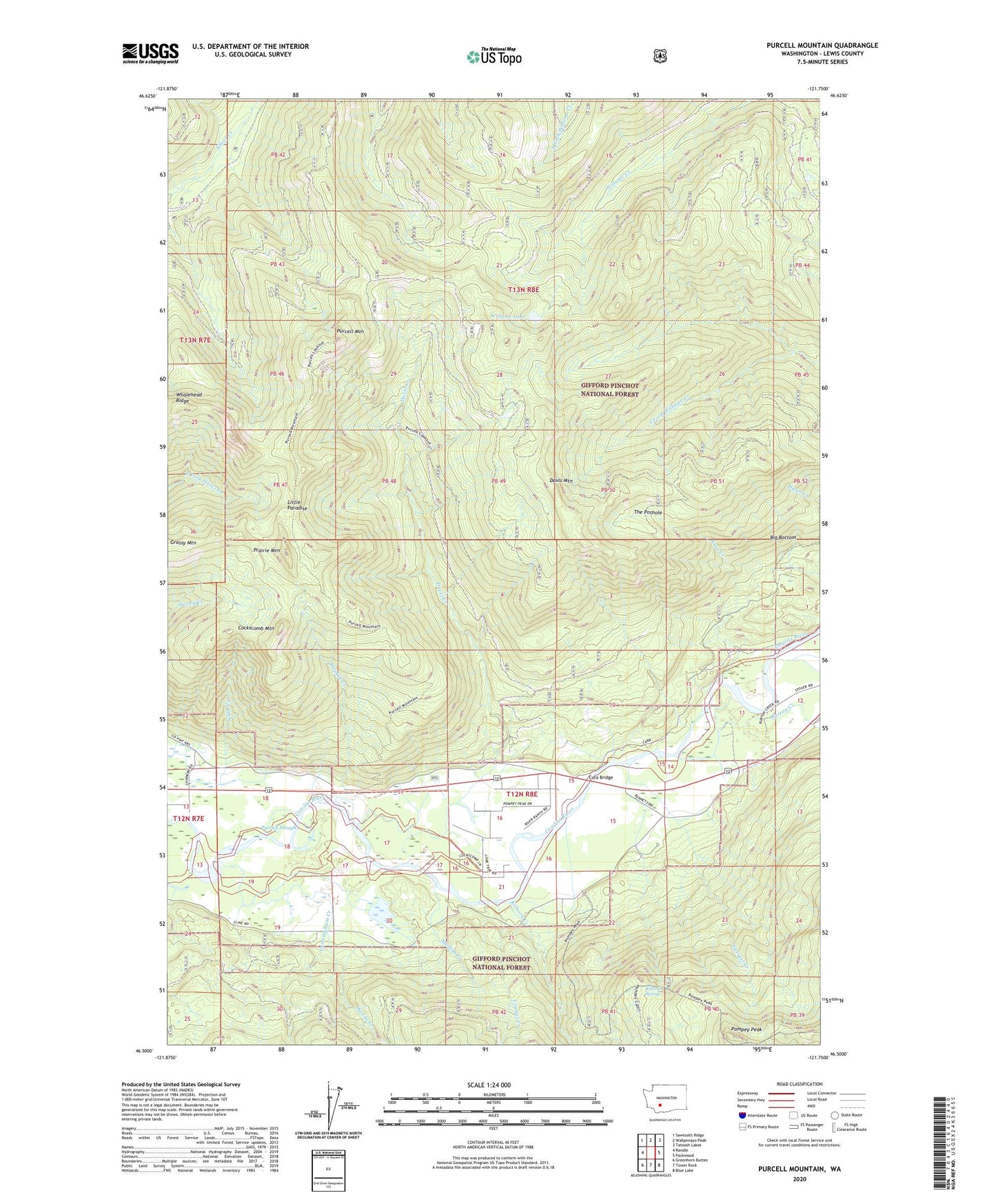 Purcell Mountain Washington US Topo Map Image