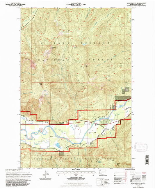 Classic USGS Purcell Mountain Washington 7.5'x7.5' Topo Map Image