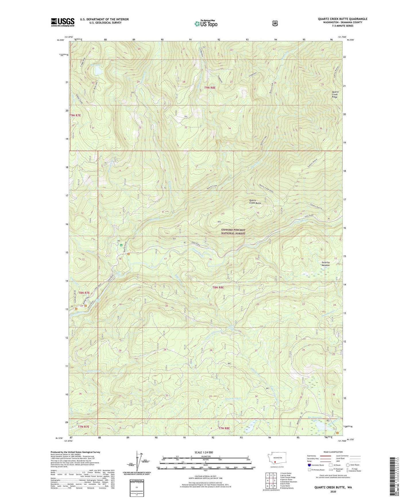 Quartz Creek Butte Washington US Topo Map Image