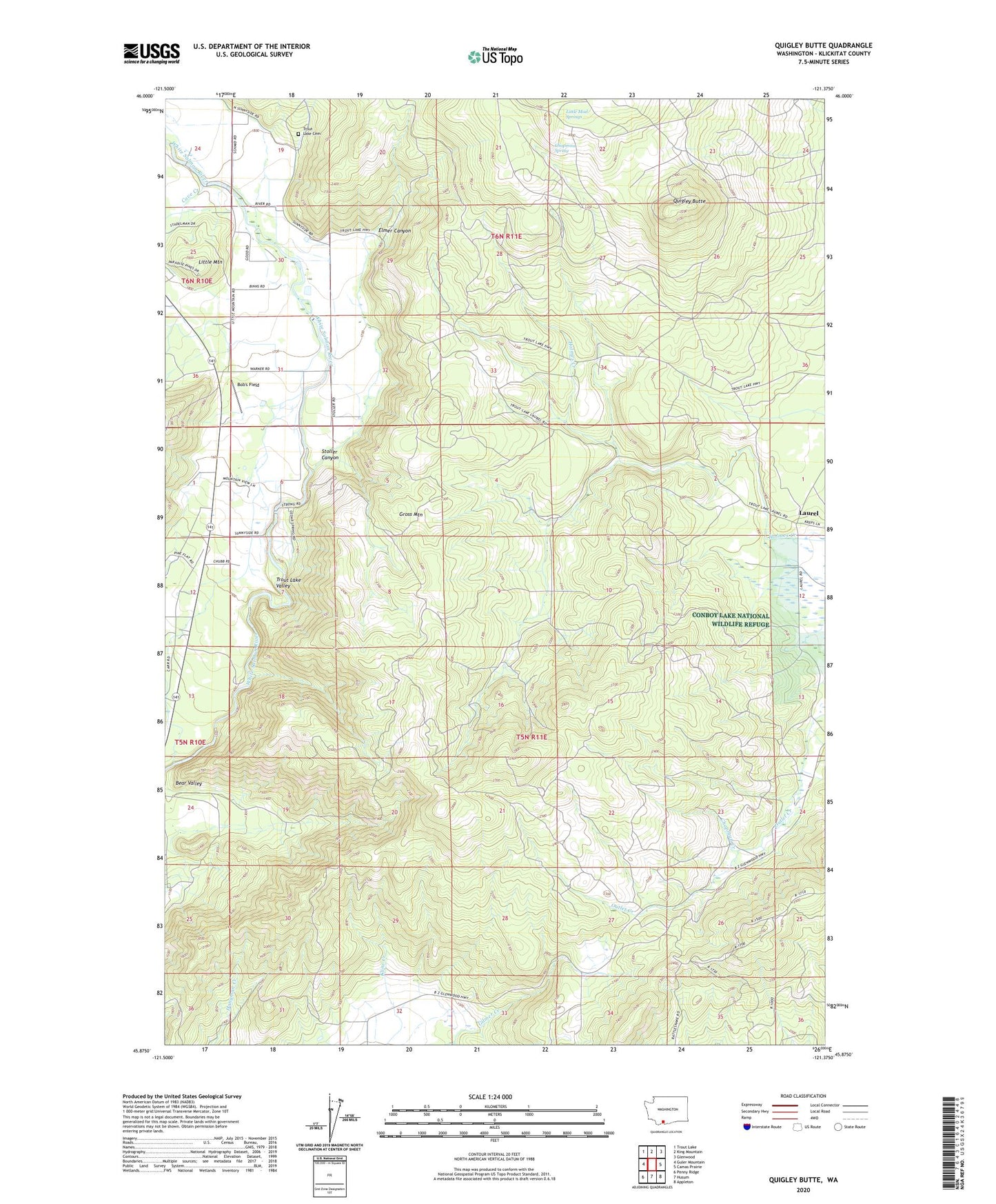 Quigley Butte Washington US Topo Map Image