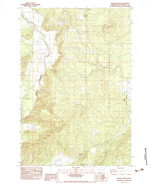 Classic USGS Quigley Butte Washington 7.5'x7.5' Topo Map Image
