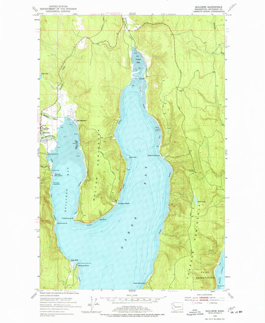 Classic USGS Quilcene Washington 7.5'x7.5' Topo Map Image