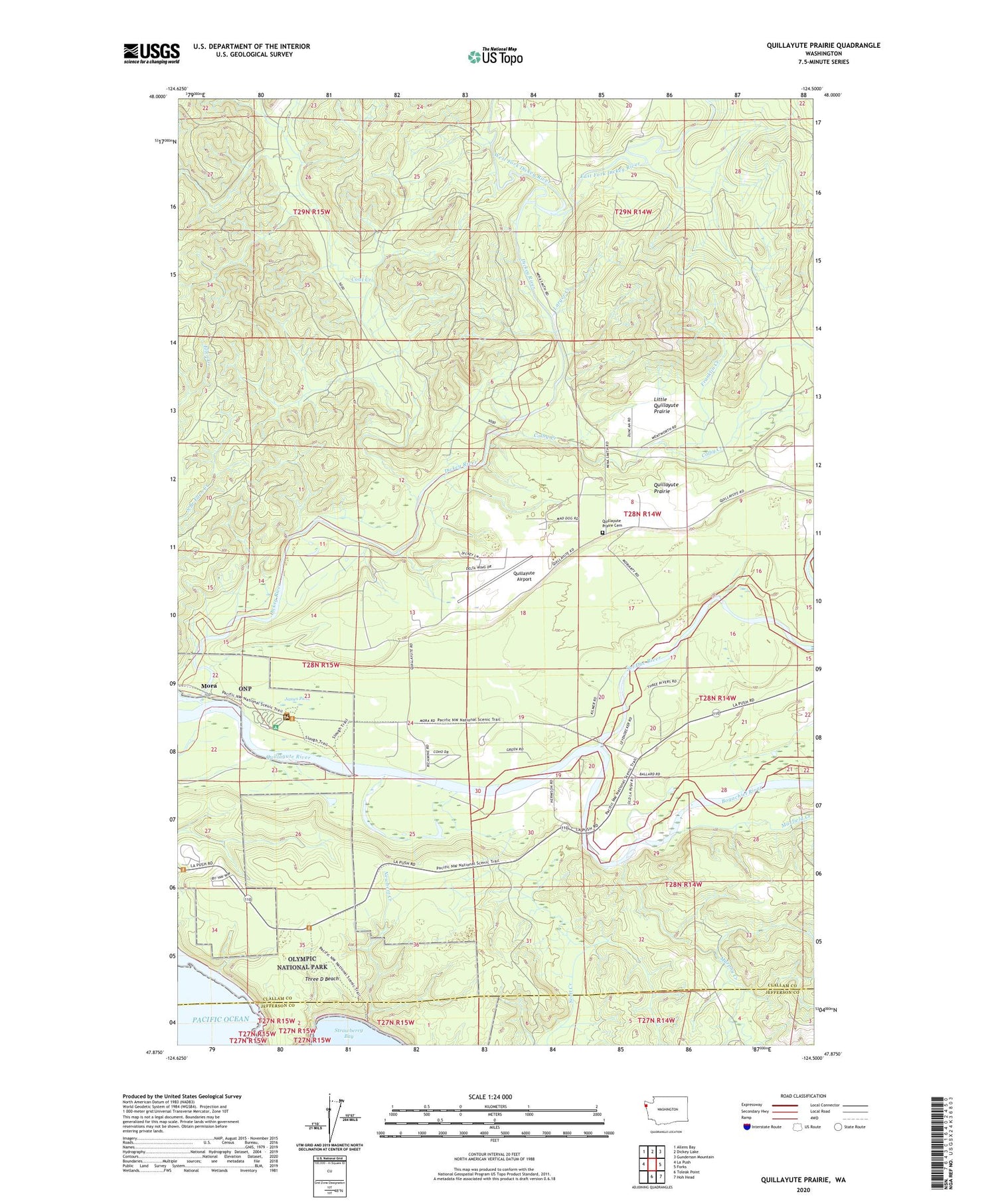 Quillayute Prairie Washington US Topo Map Image
