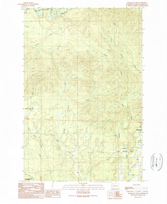 Classic USGS Railroad Camp Washington 7.5'x7.5' Topo Map Image