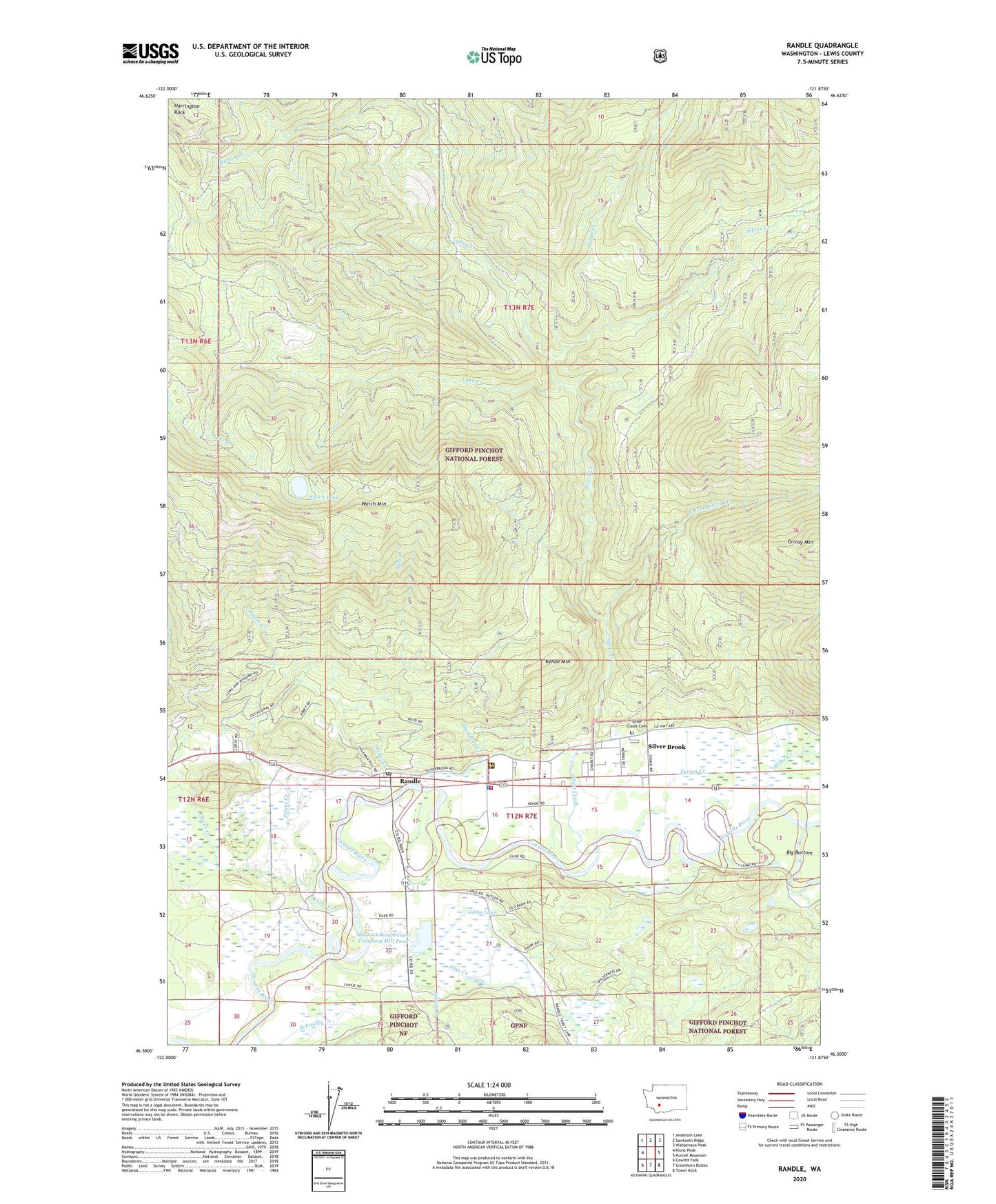 Randle Washington US Topo Map Image