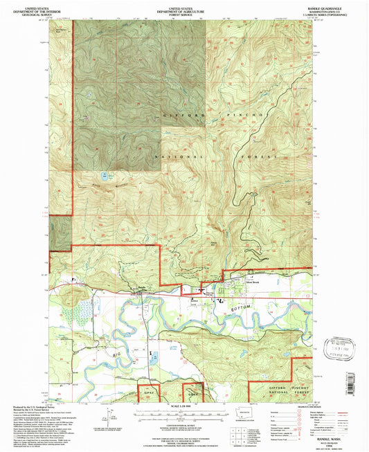 Classic USGS Randle Washington 7.5'x7.5' Topo Map Image