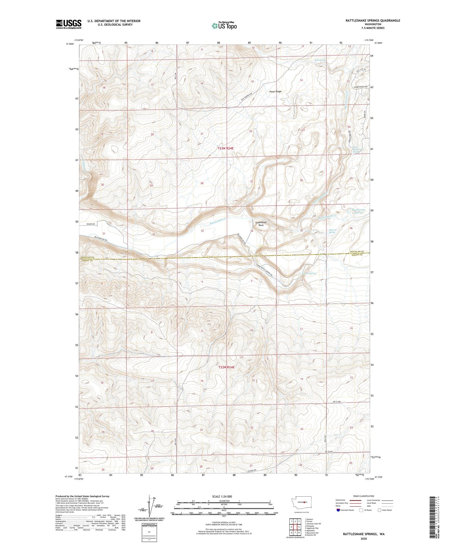 Rattlesnake Springs Washington US Topo Map Image