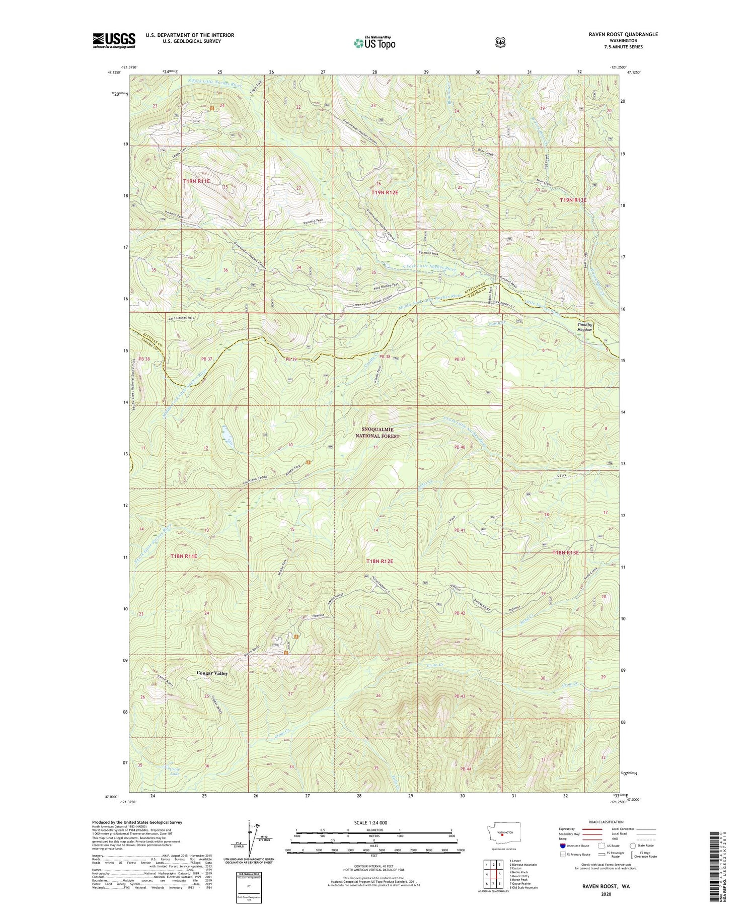 Raven Roost Washington US Topo Map Image