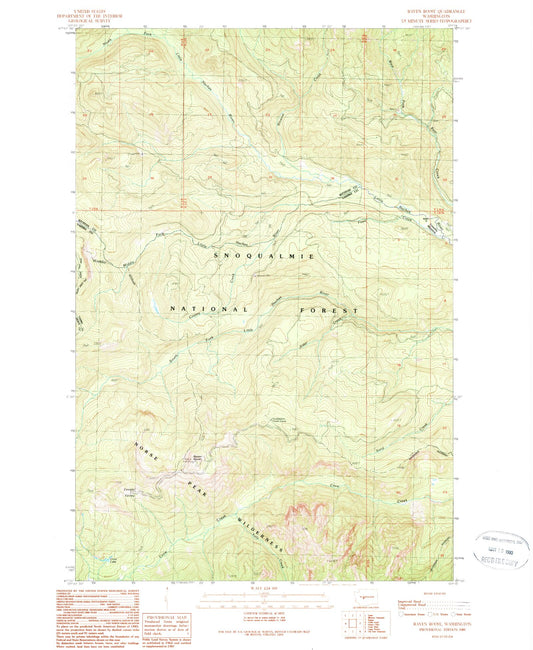 Classic USGS Raven Roost Washington 7.5'x7.5' Topo Map Image