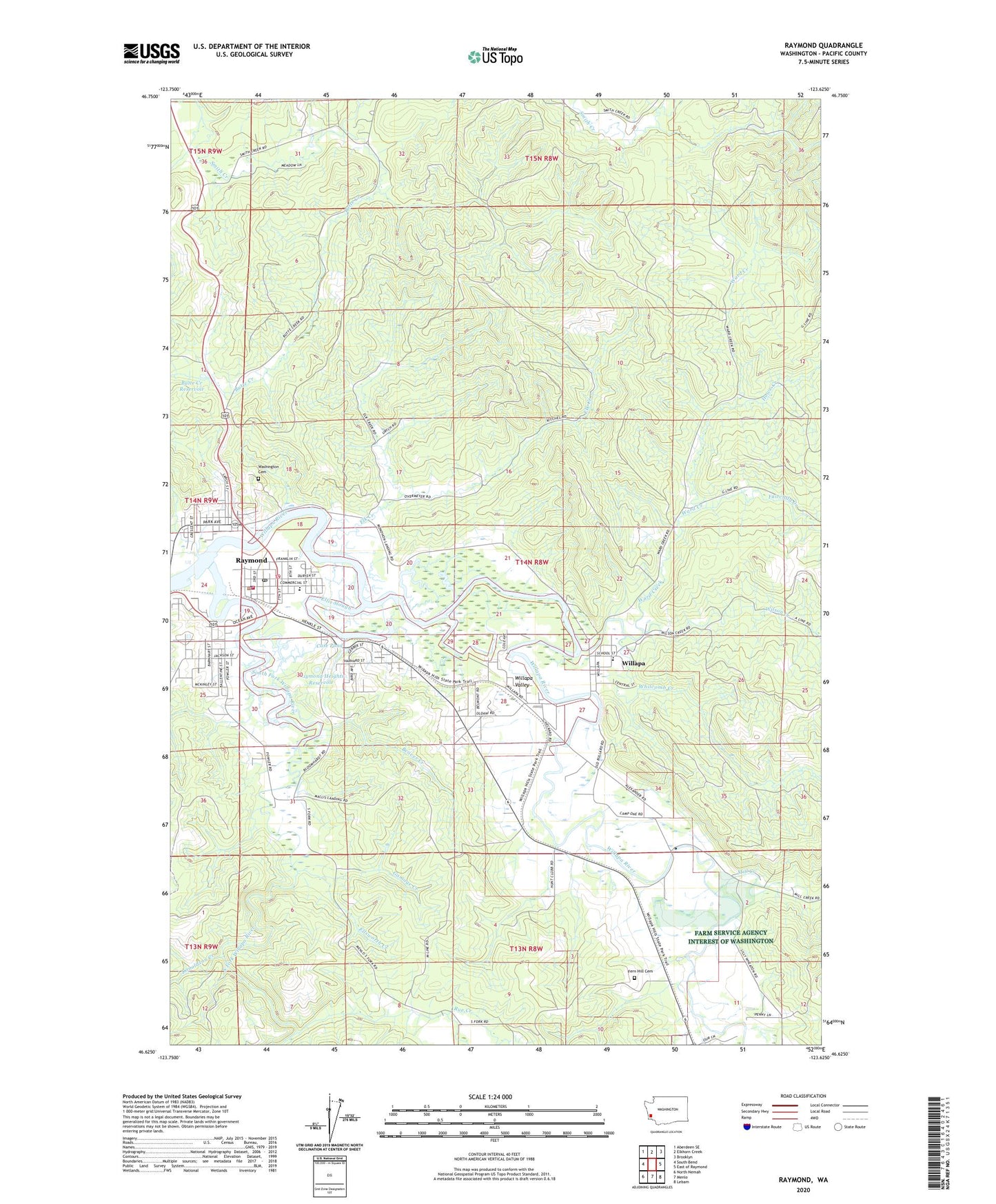 Raymond Washington US Topo Map Image
